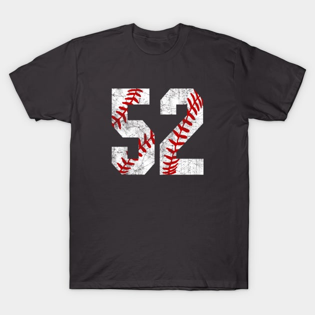 Vintage #52 Baseball Laces Baseball Mom Jersey Love Baseball T-Shirt by TeeCreations